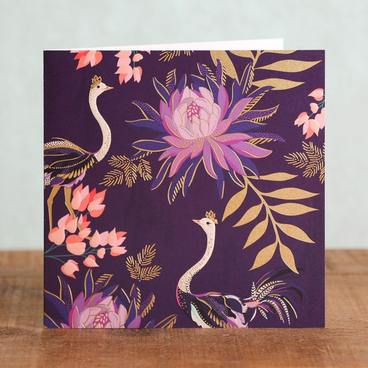 Sarah Miller - Ostriches + Purple Flowers