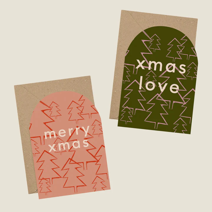 Merry Xmas/Xmas Love Christmas Card Pack (8 cards, 2 designs)
